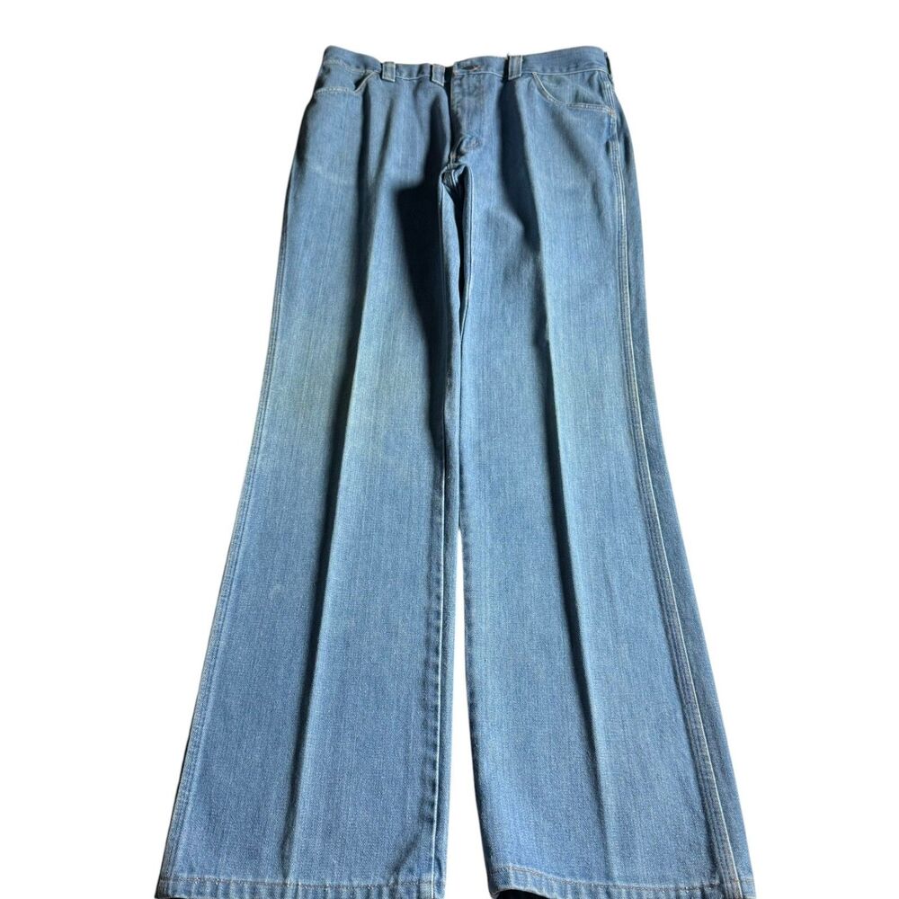 Vintage 70s Sedgefield Do-Nothing Jeans 38x34 Wide Leg Made in USA Blue Denim